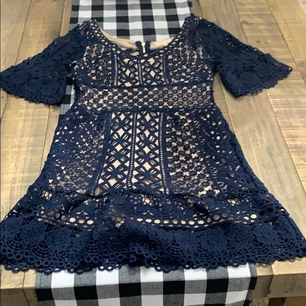 Midnight blue crochet pattern dress